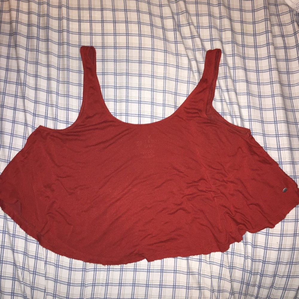 Burnt Red Flowy Crop Tank Top
